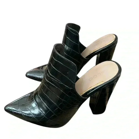 ALDO Woman’s Etalisien Black Crocodile Print Mule Size 8 - Picture 4 of 8